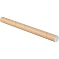 The Packaging Wholesalers Mailing Tubes With Caps, 1-1/2" Dia. x 30"L, 0.06" Thick, Kraft, 50/Pack P1530K